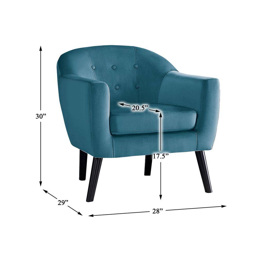 Teal Blue Velvet Lawson Accent Chair with Oak Legs