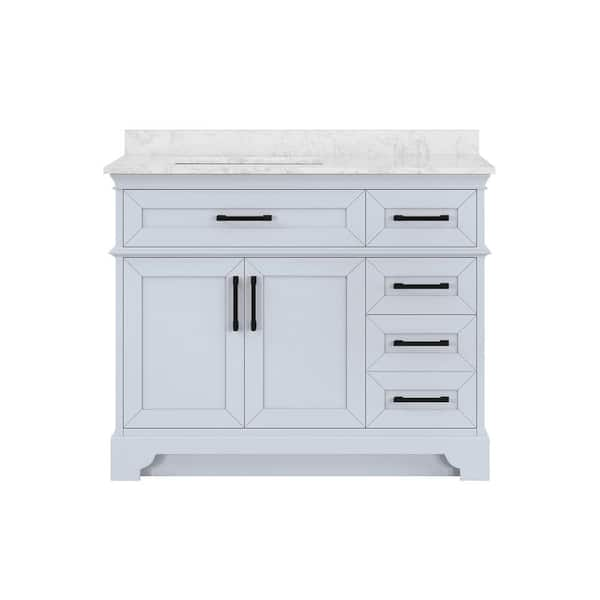 Home Decorators Collection Newhall 30 in. W x 22 in. D x 34 in. H Single  Sink Bath Vanity in Grayish Blue with White Engineered Marble Top Newhall  30GB - The Home Depot