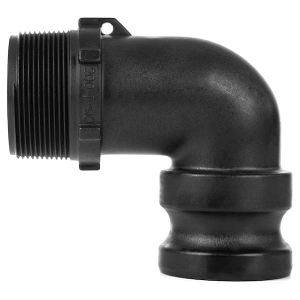 2 in. Male Camlock x 2 in. MPT Black Fiberglass-Reinforced Polypropylene 90° Elbow