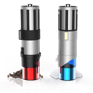 Aoibox 2-Pieces Stainless Steel Electric Automatic Pepper Mills Salt Grinder Silver