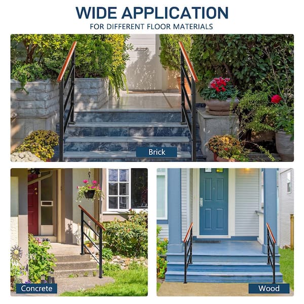 Karl home 36.6 in. H x 39 in. W Adjustable Wood Metal Stair Railing Kit in Black
