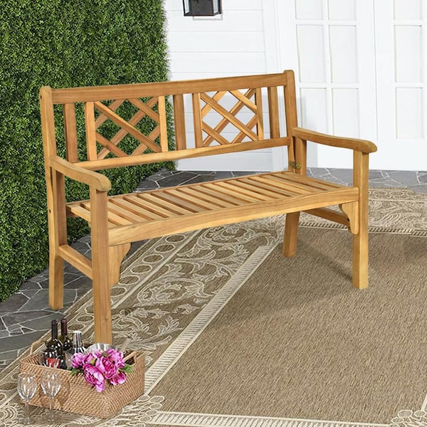 47.5 in. 2-Person Wood Outdoor Bench in Teak