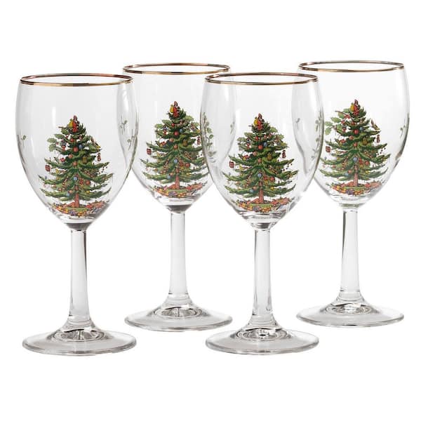 Spode 13 oz. Christmas Tree Glass Wine Set (4-Piece) 4339908 - The Home  Depot