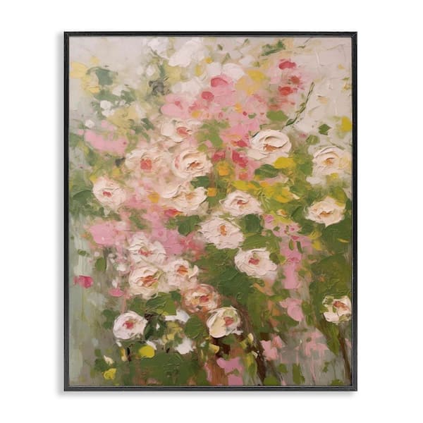 Stupell Industries Vintage Spring Floral Abstraction by LSR Design Studio Black Framed Nature Giclee Art Print 14 in. x 11 in.