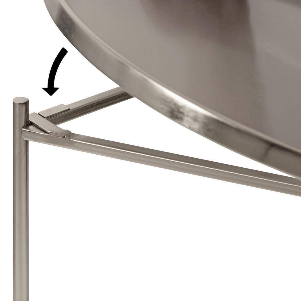 Ulani Satin Silver Nesting Metal Side Tables, Set of 2