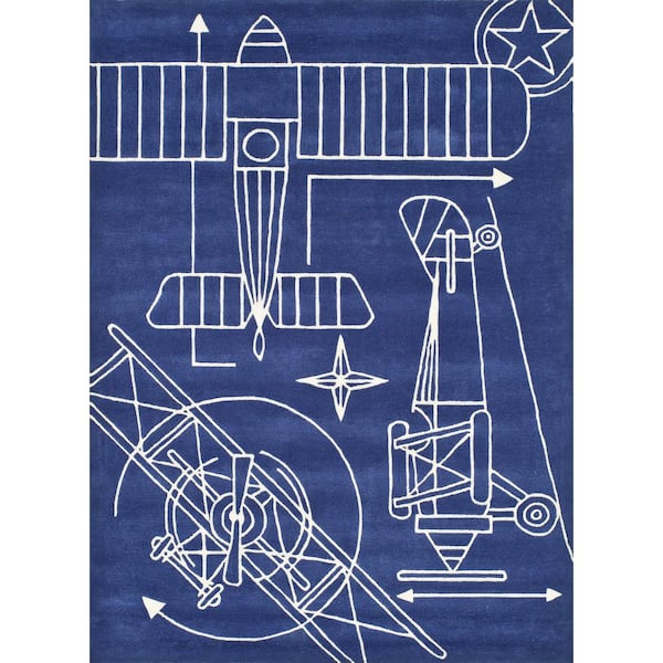 Momeni Lil Mo Hipster Aero Navy Blue 8 ft. x 10 ft. Indoor Kids Area Rug