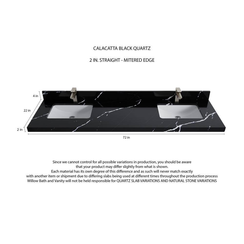 Charlotte 72" Double Sink Black Quartz Top Freestanding Vanity