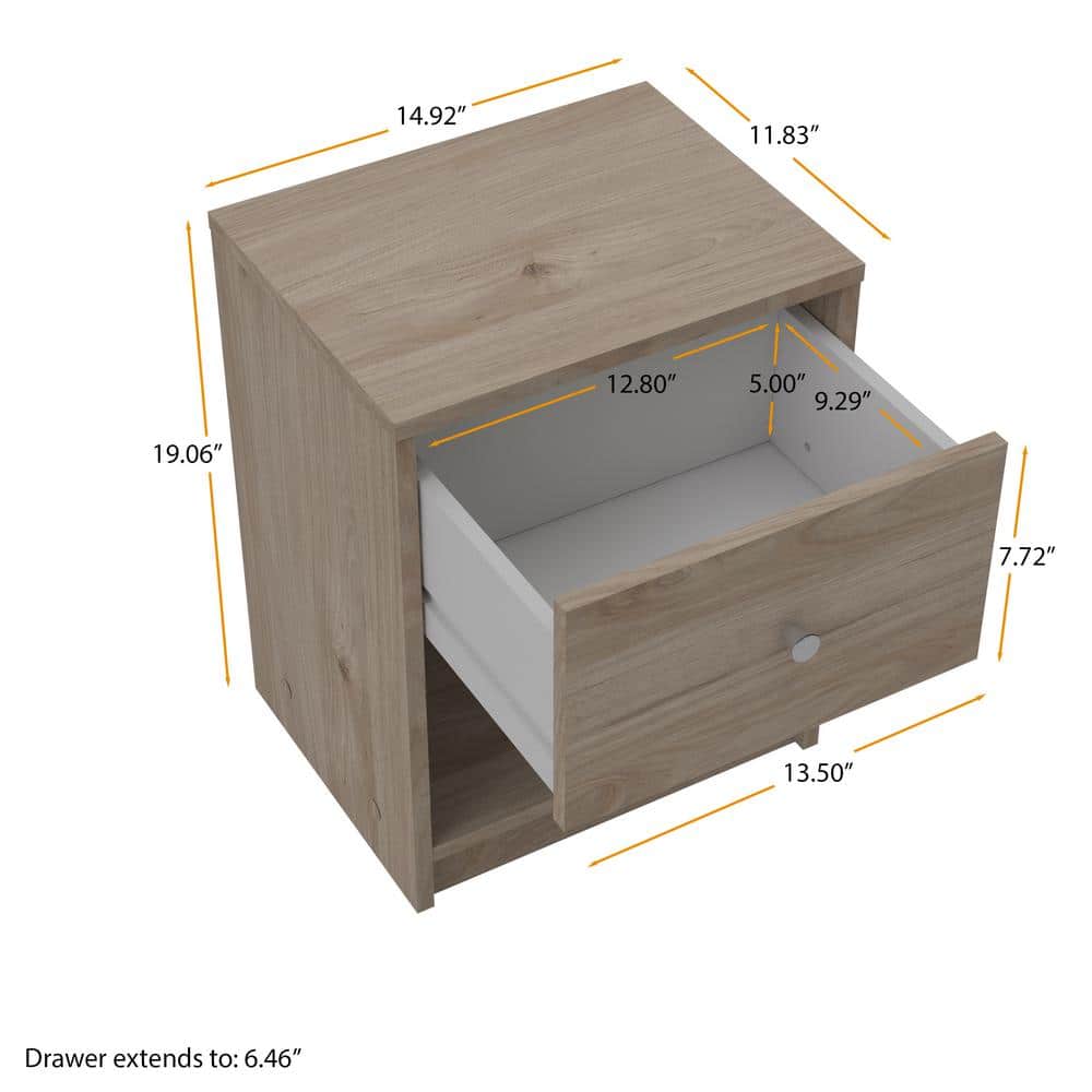 Jackson Hickory 1 Drawer and 1 Shelf Nightstand
