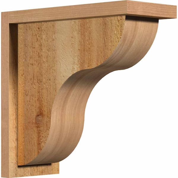 Ekena Millwork 6 in. x 14 in. x 14 in. Western Red Cedar Carmel Rough Sawn Corbel with Backplate