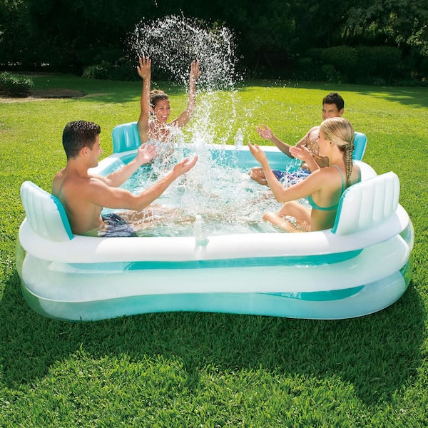 Summer Waves 88 In Square 26 In D Premier Family Inflatable Pool With 4 Built In Seats Kb0678000 The Home Depot