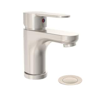 Identity Single-Hole Single-Handle Bathroom Faucet with Push Pop Drain in Satin Nickel (1.0 GPM)