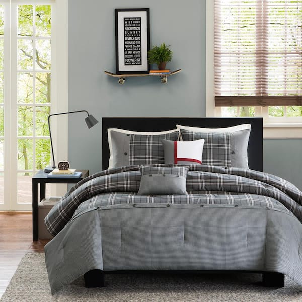 Intelligent Design Campbell 4-Piece Grey Twin Comforter Set