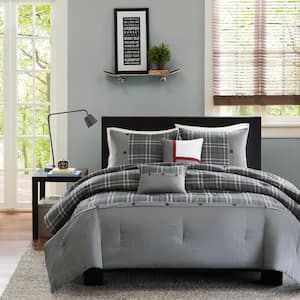 Campbell 5-Piece Grey Full/Queen Comforter Set