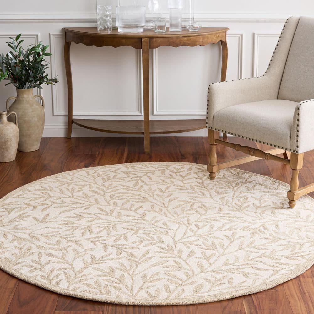 Martha Stewart 6 ft. x 6 ft. Round Ivory/Beige Border Abstract Floral Area Rug price history on PriceWatchPro