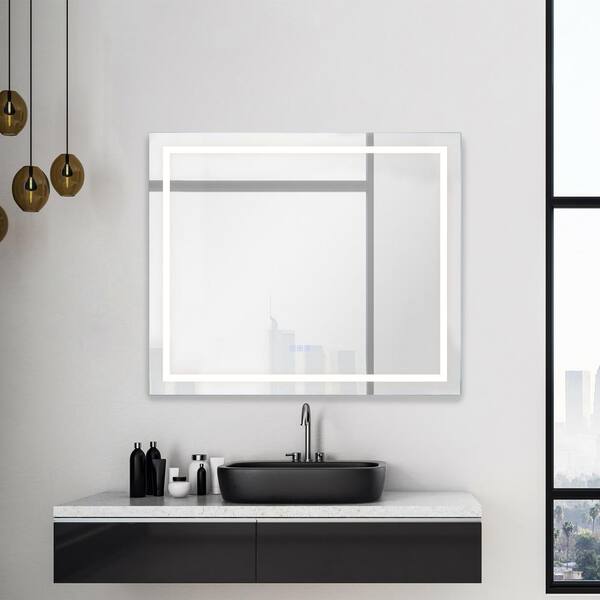 Boyel Living 36 In W X 48 In H Frameless Rectangular Led Light Bathroom Vanity Mirror Kf Md04 4836sf2 The Home Depot