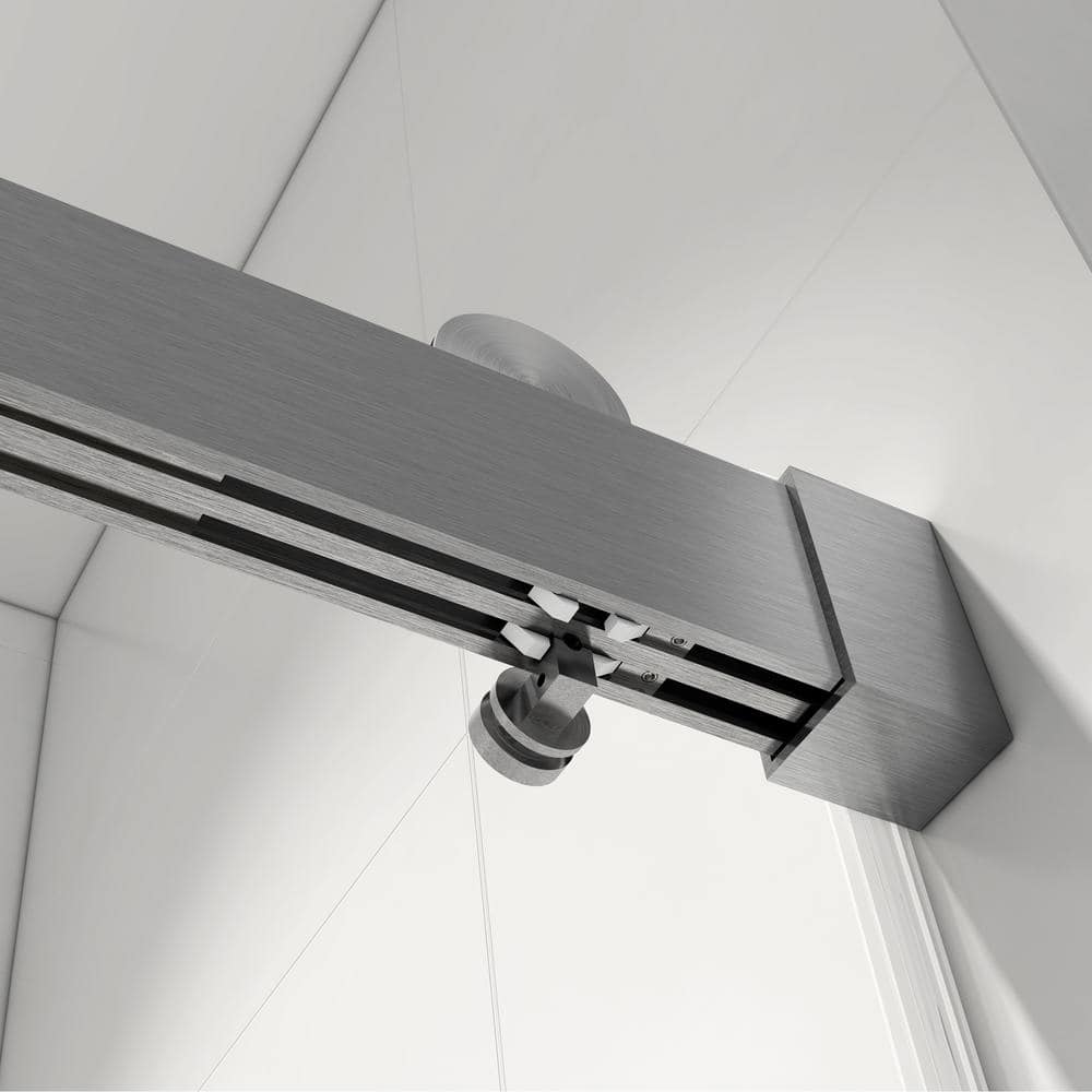 60" Frameless Brushed Nickel Sliding Shower Door with Clear Glass