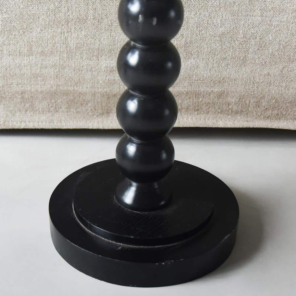 Small Round White and Black Wood Pedestal End Table