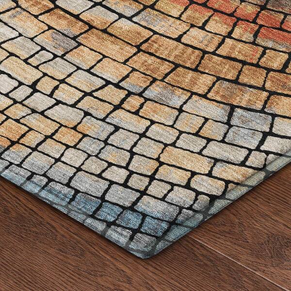 Mayfield Premium Machine Washable Abstract AMF2524 Copper 3 ft. x 5 ft. Area Rug