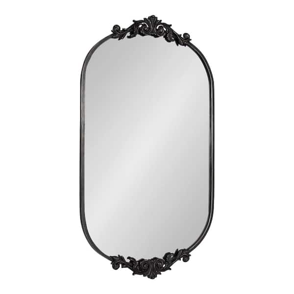 Kate and Laurel Arendahl 23.75 in. W x 41.00 in. H Black Oval Traditional Framed Decorative Wall Mirror