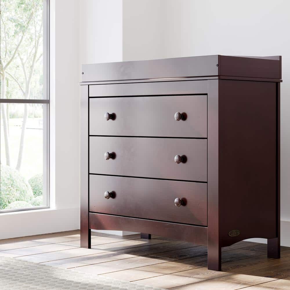Espresso 3-Drawer Chest with Removable Changing Topper