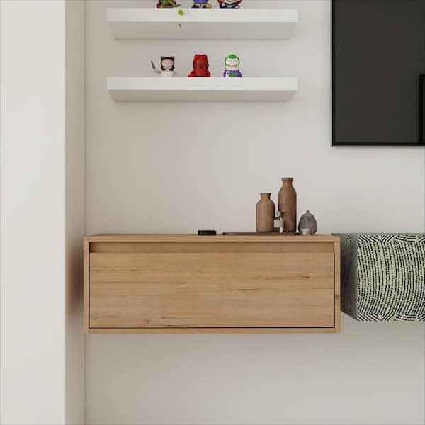 UPIKER Jacques 29.13 in. W x 17.94 in. D x 11 in. H Floating Bath Vanity Cabinet Without Top in Imitative Oak Assembled