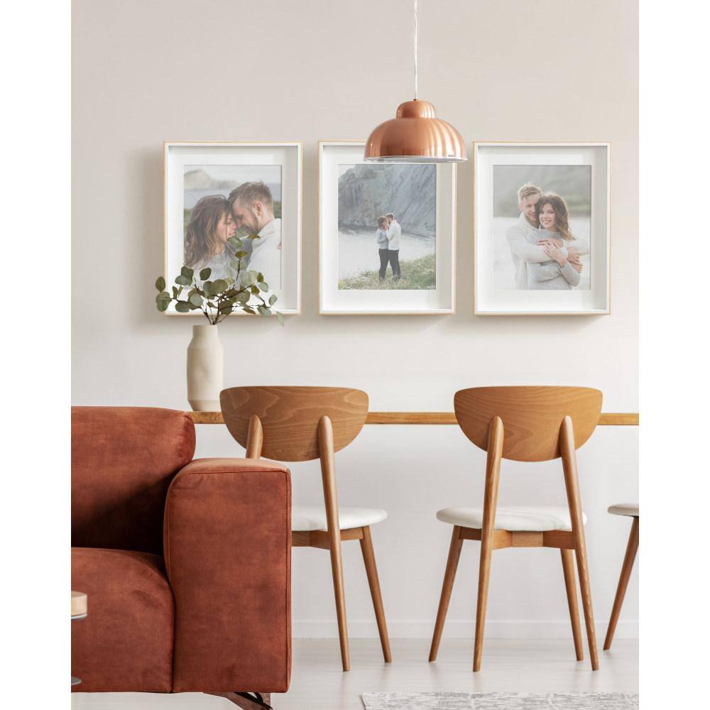 White and Natural Wood 14x18 Picture Frame Set of 3