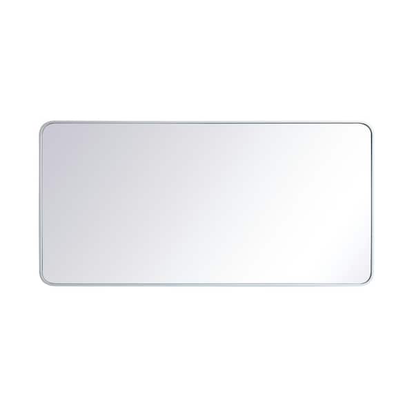 Unbranded Timeless Home 60 in. H x 30 in. W White Modern Soft Corner Rectangular Wall Mirror