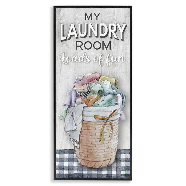 Laundry Room with Plaid by Conrad Knutsen 1 Piece Black Framed Typography Giclee Art Print 24 in. x 10 in.
