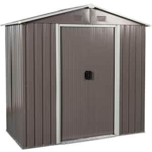 6 ft. W x 4 ft. D Metal Storage Shed Outdoor Tool Room with Foundation, Hooks and Shelves, Gray (18.2 sq. ft.)