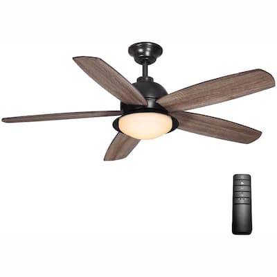 Ackerly 52 in. Indoor/Outdoor Integrated LED Natural Iron Damp Rated Ceiling Fan with Light Kit and Remote Control