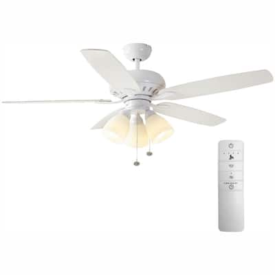 Rockport 52 in. LED Indoor Matte White Smart Ceiling Fan with Light Kit and WINK Remote Control