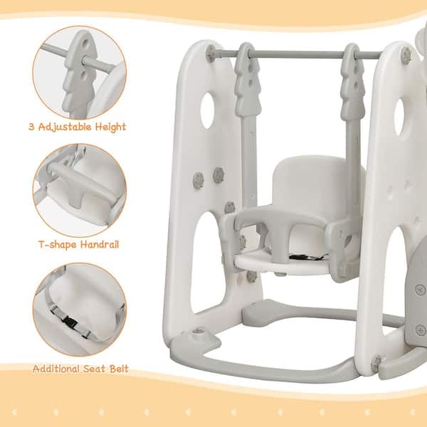 Costway 6-in-1 White Toddler Slide and Swing Set Climber