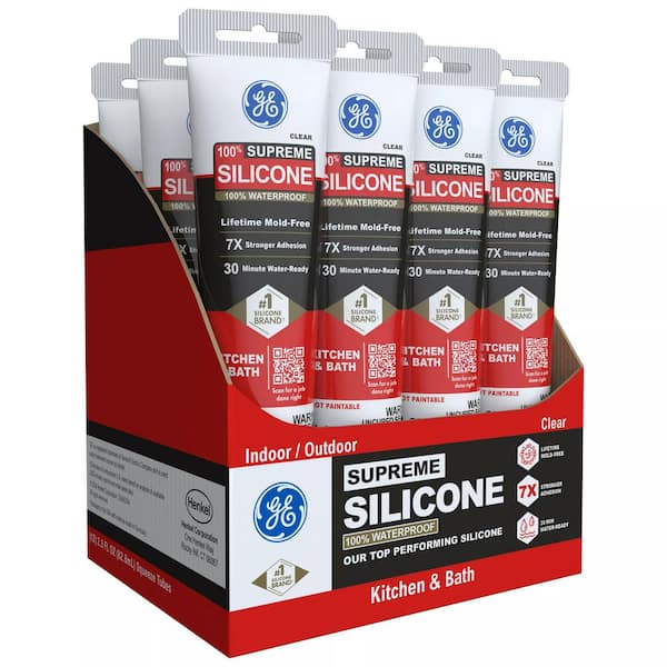Supreme Silicone Caulk 2.8 oz. K&B Sealant Clear (12-Pack)