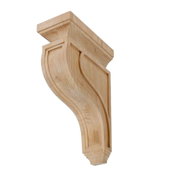 American Pro Decor 11 in. x 3-1/2 in. x 7-1/4 in. Unfinished Medium North American Solid Alder Mission Wood Corbel