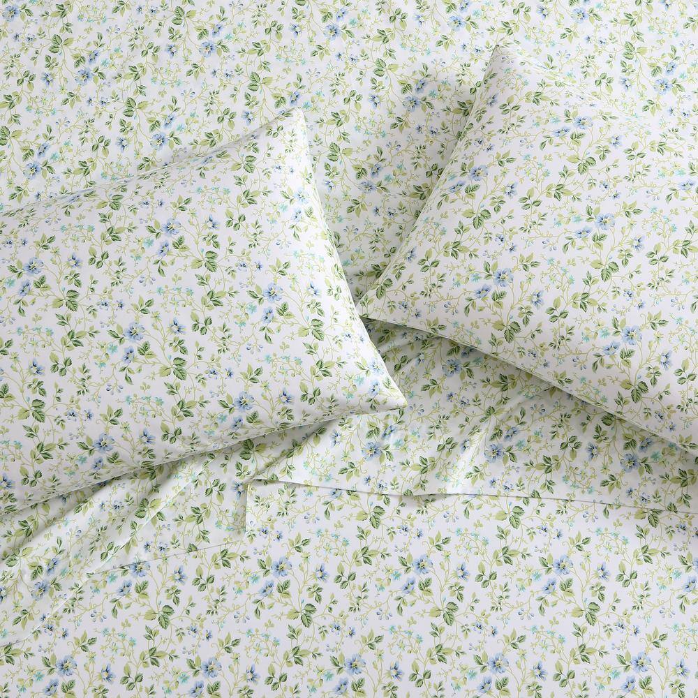 Periwinkle Floral Cotton Queen Sheet Set