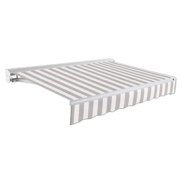 AWNTECH 8 ft. Destin Right Motorized Retractable Awning with Hood (78 in. Projection) in Gray/White