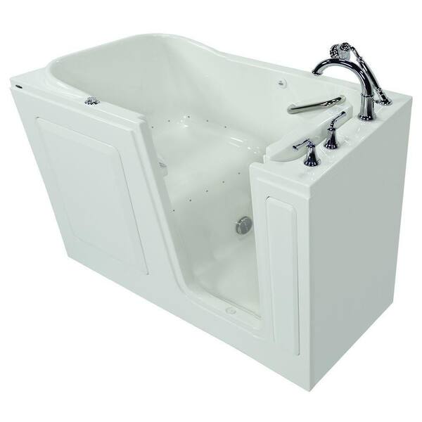 American Standard Gelcoat 5 ft. Walk-In Air Bath Tub with Right-Hand Quick Drain and Cadet Right-Height Toilet in White