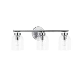 Vienna 21 in. 3-Light Polished Chrome Vanity Light with Clear Glass Shade