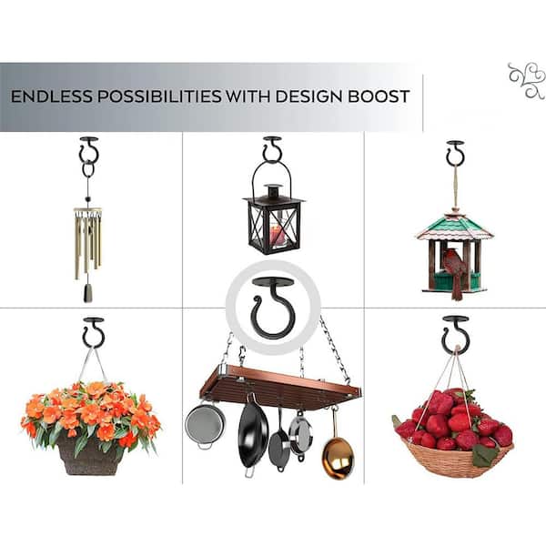 Garden 10 Plant Hanger Bracket - Forged Wrought Iron Powder-Coated  Heavy-Duty Wall Hook (6-Pack)