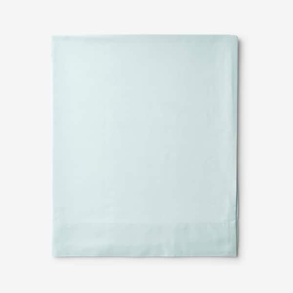 The Company Store Company Cotton Pale Blue Solid 300-Thread Count Cotton Percale California King Deep Pocket Flat Sheet