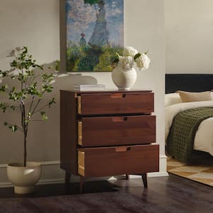 Mid-Century Modern Walnut 3-Drawer 30 in. Chest of Drawers