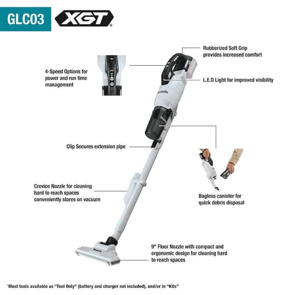 Makita 40V max XGT Brushless Cordless 4-Speed Compact Stick Vacuum Kit, w/ Dust Bag (2.0Ah) GLC02R1 - The Home Depot