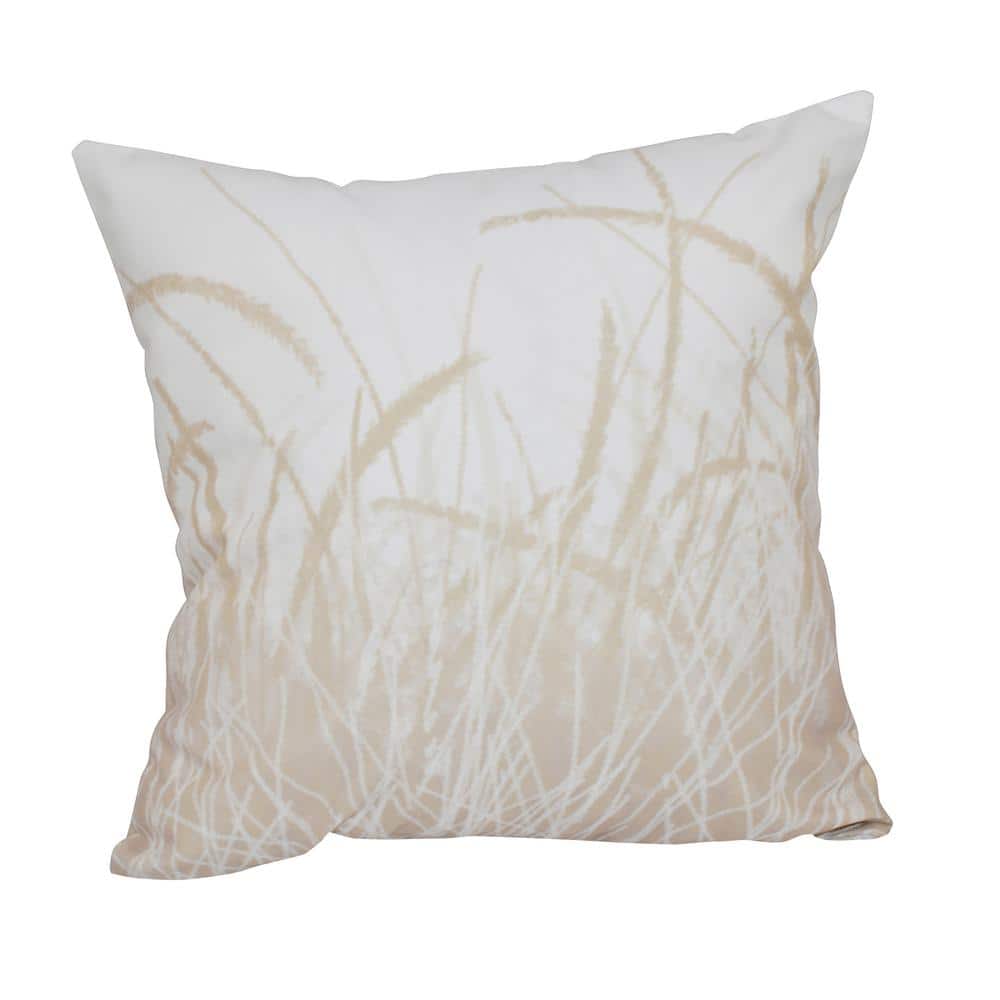 Taupe/Beige Sea Grass 1 Floral Print Throw Pillow
