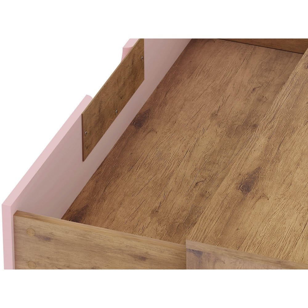 Nature and Rose Pink Mid-Century Night Table with Hairpin Legs