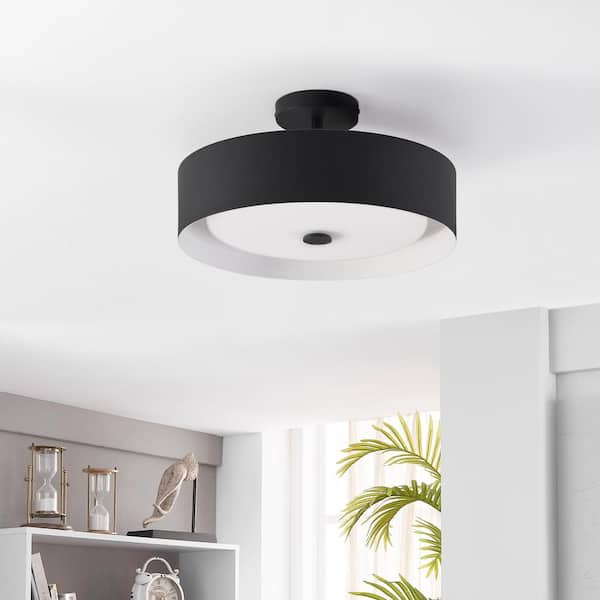 Black and white flush mount deals light