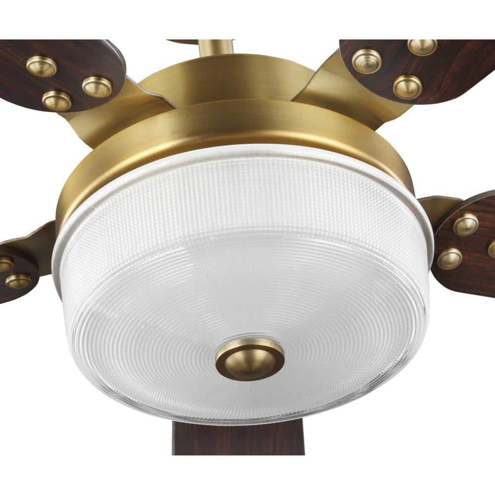 Vintage Brass 52" Ceiling Fan with LED Light and Remote