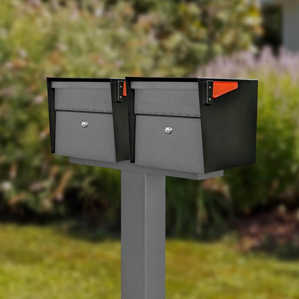 Extra Large Black and Granite Locking Post Mount Mailbox