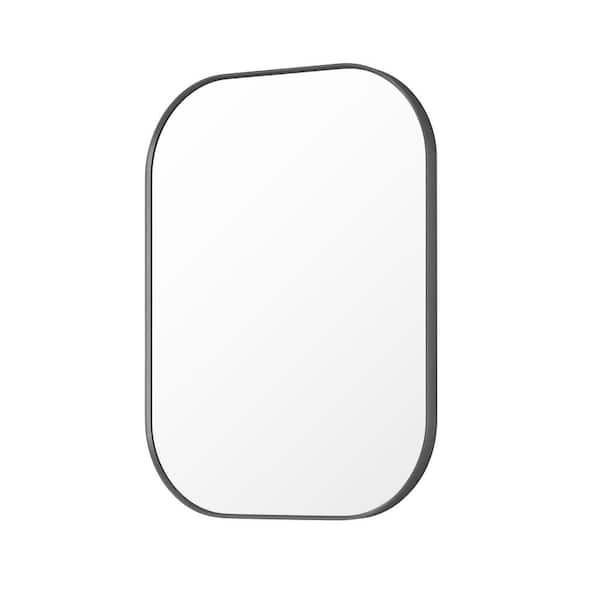 Trielle 24 in.W x 32 in. H Rectangular Aluminum Framed Wall Mounted Bathroom Vanity Mirror in Gunmetal