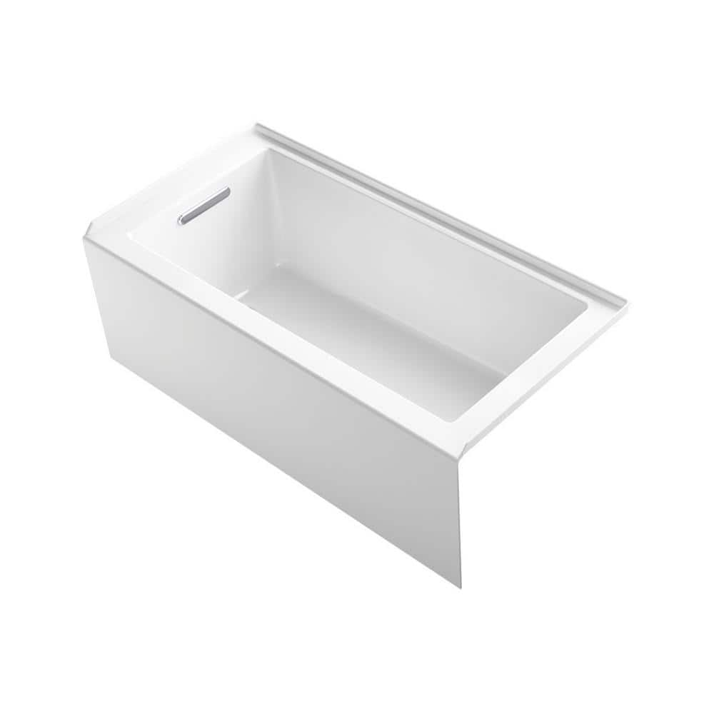 KOHLER Underscore 60 in. Left Drain Rectangular Alcove Bathtub with Integral Apron and Integral Flange in White