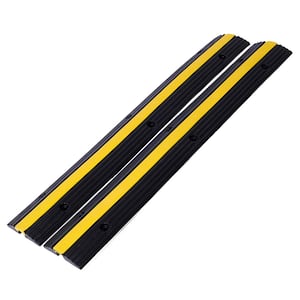 Cable Protector Ramp Rubber Speed Bumps 6600 lbs. Load Capacity for Asphalt Concrete Gravel Driveway (1 Channel, 2 Pack)